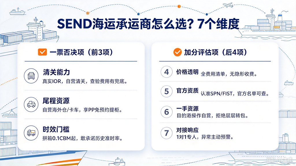 亚马逊SEND海运承运商怎么选？7个评估维度+常见误区