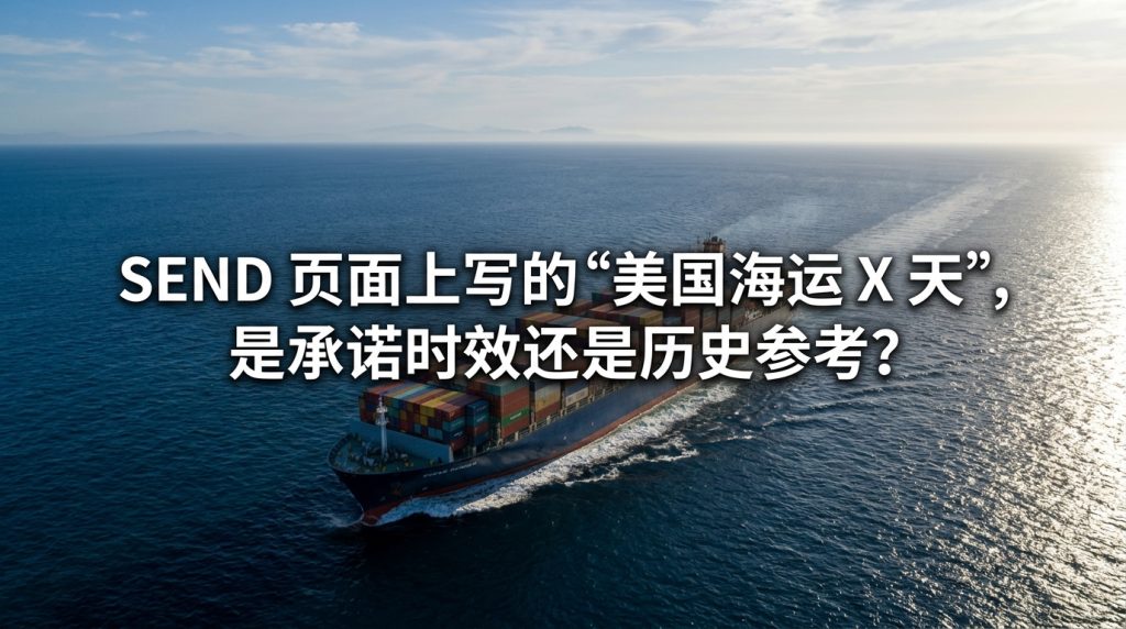 SEND 页面上写的“美国海运 X 天”，是承诺时效还是历史参考？